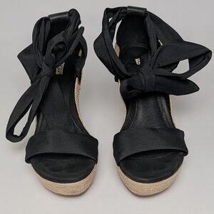 UGG Jules Wedge Black Espadrilles Size 7.5 Platform Shoes